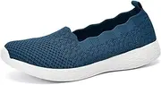 [poemlady] Women's Slip on Loafer Shoes - Mesh Casual Ballet Flat Nurse Walking Sneakers Knit Round Toe Casual Low Wedge Shoes, B/light Blue, 8