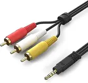 JSJ 2.5mm Male to 3RCA Male Adapter Cable 1.8M 3 RCA Plug M/M Cord Premium Gold Plated for Stereo Audio Video AV DVD Player HDTV HD Camcorder