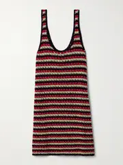 [ALIX OF BOHEMIA] ALIX OF BOHEMIA - Tyler Bead-embellished Striped Crocheted Cotton Mini Dress - Multi - large large Multi
