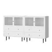 Oikiture 2x Buffet Sideboard Cabinet Glass Doors