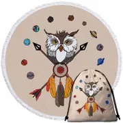 Arrows Dream Catcher and Owl Round Beach Towel