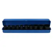 10pc 1/2" Drive Metric Shallow 6 Sided Impact Sockets 9mm - 27mm In Metal Tin