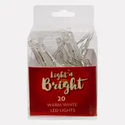 Light & Bright Christmas Lights-Warm, Battery Operated White (20 Pack)