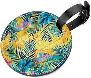 [KQNZT] Luggage Tag, 2 Pcs Leather Luggage Tags for Suitcases, Bag Tags for Luggage, Luggage Tag Cute, Luggage Tags 2 Pack, Morocco Colored Geometric Tropical Leaf Modern
