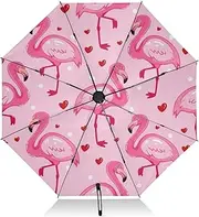 [RPLIFE] Umbrella for Rain, Lightweight Durable Automatic Open/close Umbrella for Women, Travel Umbrellas for Rain, Wind and Sun, Cute Flamingos Pink