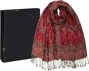 [Hercicy] Reversible Paisley Pashmina Rave Scarf for Women Soft Shawls and Wraps with Fringe for Evening Dress in Gift Box