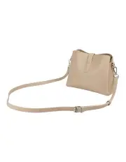 [Mocha] Carly Rushed Strap Crossbody Bag in Taupe