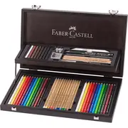 Faber-Castell Art Graphic 53 Piece Polychromos/Albrecht Durer/Pitt Pastel Wooden Case Box