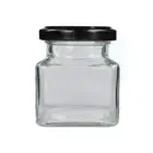 100 MINI SQUARE GLASS JARS 50ML WITH LIDS-WEDDING LOLLY JAM HONEY NUTS SPICES