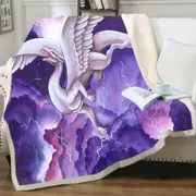 Purple Lightning Storm Dancer Cool Dragon Art Painting Throw Blanket