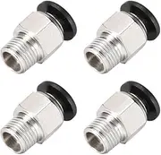 uxcell Straight Pneumatic Push to Quick Connect Fittings 1/8NPT Male X 6mm Tube OD Silver Tone 4pcs