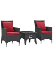 Modway Convene 3-Piece Set Outdoor Patio with Fire PitE
