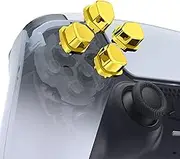 eXtremeRate Ergonomic Split Dpad Buttons (SDP Buttons) for PS5 Controller, Chrome Gold Independent Dpad Direction Buttons for PS5, for PS4 All Model Controller