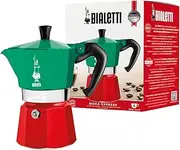 [Bialetti] Moka Express: Italia Collection: Iconic Stovetop Espresso Maker, Makes Real Italian Coffee, Moka Pot 6 Cup (270ml), Aluminium,Red Green and Silver