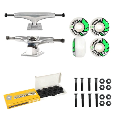 Thunder Skateboard Trucks Silver 145 Spitfire 53mm Wheels / Bearings Package