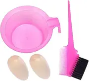 IWOWHERO Hair Coloring Bowl Comb Set 2 Pack Professional Hair Dye Tools Double-sided Styling Comfortable to Hold Pink Non-slip