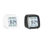 Digital Alarm Clock with Temperature Humidity Desk Clock (White-White Ligh)