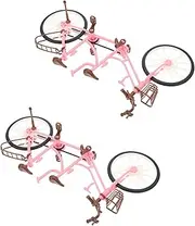 KOMBIUDA Mini Tandem Bicycle Cycle Model Mini Bike Toy Home Decorative Attractive for Micro Landscape