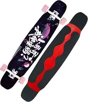 Sports Longboard Skateboard, Chrome Steel High-Speed Bearing 46" 8 Layer A-Level Maple Little Brother Pattern Dance Board Suitable for Beginners Adults Men Women