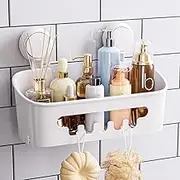 TAILI Shower Caddy Suction Cup, Heavy Duty Bathroom Organizer, Removable Shelves for Inside Shower, Shampoo, Waterproof Suction Plastic Storage for Bathroom Accessories Holder, White