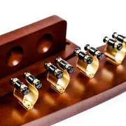 Teak Pool Snooker Billiard Table Cue Wall Rack (Brass Cue Clips)