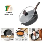 Nonstick Deep Frying Pan with Lid, 12 Inch Large Skillet, 5 Qt Non Stick Saut...