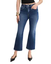 Good American Soft Tech Good Legs Cropped Mini Bootcut Jeans in Indigo 1074