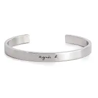 在飛比找Yahoo奇摩購物中心優惠-agnes b. logo基本款男性手環(銀)(情侶對環)
