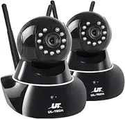 UL TECH Security Camera, Set of 2 HD 1080P Wireless CCTV Spy Surveillance Pet IP Cameras WiFi Hidden Baby Monitor Home Safe Outdoor Indoor System, Clear Night Vision Support 128G TF Card Black