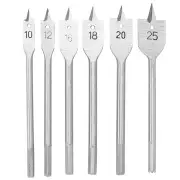 6Pcs 10-25Mm Flat Spade Drill Bit Hex Shank Woodworking Spade Hole Cutter