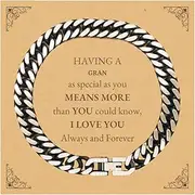 [Generic] Gran Cuban Link Chain Bracelet - Eternal Love and Appreciation for Special You on Christmas, Birthday, Graduation - Unique Engraved Jewelry for Grandma, Small, Silver Plated Zinc, Cubic Zirconia