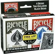 Bicycle Black & Red Rider Back Playing Cards, Poker Size Standard Index, 4 Pack