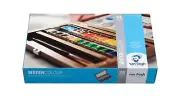 Van Gogh Watercolor Paint Set, Wood Box, 24-Half Pan + 3 Accessories Half Pan