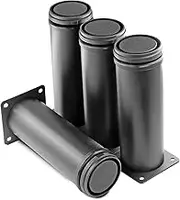 Masendelk 6 Inch Metal Furniture Legs Stainless Steel Adjustable Legs Black Metal Legs Round Cabinet Legs for Coffee Table Cabinet Desk Sofa Shelves, Pack of 4