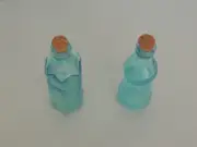 Vintage Blue Glass pair Miniature Collectible Bottle Cork 3.5 inch