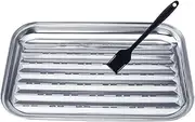 Milisten 1 Set Grill Plate Barbecue Plate Grill Serving Platter Steel Serving Tray Korean Pan Grill Tray Toaster Oven Pan Grill Prep Trays Grill Pan Tray Salad Plate Stainless Steel