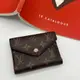 [二手] Louis Vuitton LV 字紋老花 粉扣 三折仙女零錢短夾/皮夾