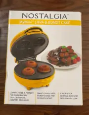 Nostalgia MyMini Mini Lava & Bundt Cake Maker Compact 5” Non-Stick Yellow NEW