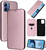[HMLTD] Non-Slip Carbon Fiber case Compatible with Motorola Moto G14 Edge 30 Neo Lite PAYF0010IN Leather Cover Fashion Wallet Clip Magnetic housing (Motorola Moto G14,Pink)