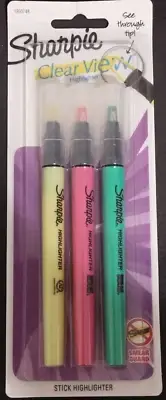 Sharpie Clear View Stick Highlighter, Narrow Chisel Tip, Assorted Colors, 3 Pack