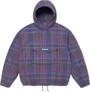 Supreme - Cotton Utility Anorak Jacket Plaid Purple Size L Large SS24 BRAND NEW