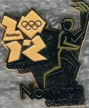 2012 London Olympic Torch Relay Norwich Games Mark Pin