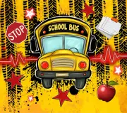 School Bus Sublimation Print for 20oz Tumbler, Heat Transfer, Ready To Press