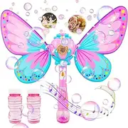 Butterfly Bubble Machine for Toddlers,Magic Bubble Wand for Kids,Musical Light Up Bubble Blower with 2Bubbles Refill,Automatic Butterfly Bubble Maker Toys for Girls,Birthday,Weddings,Outdoor&Indoor
