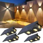 Solar Fence Lights, 4 Pack 4 Direction Lighting Mode Solar Lights Outdoor, Wa...
