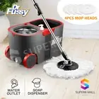 Spin Mop and Bucket Set Home Rotating Floor Spinning Cleaner 4 Mop Head w/ Wheel