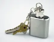 1oz Stainless Steel Liquor Hip Flask Screw Cap Keychain Wine Whisky Alcohol