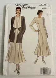 Vogue 8722, 90s Sewing Pattern Sizes: 18-20-22 Ladies' Jacket & Flared Dress