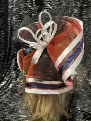 Beautiful Designer Red, White & Black Fascinators Hat- Formal Races -Brand New