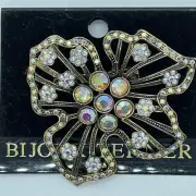 Bijoux Terner Aurora Borealis And Rhinestones Large Flower Brooch